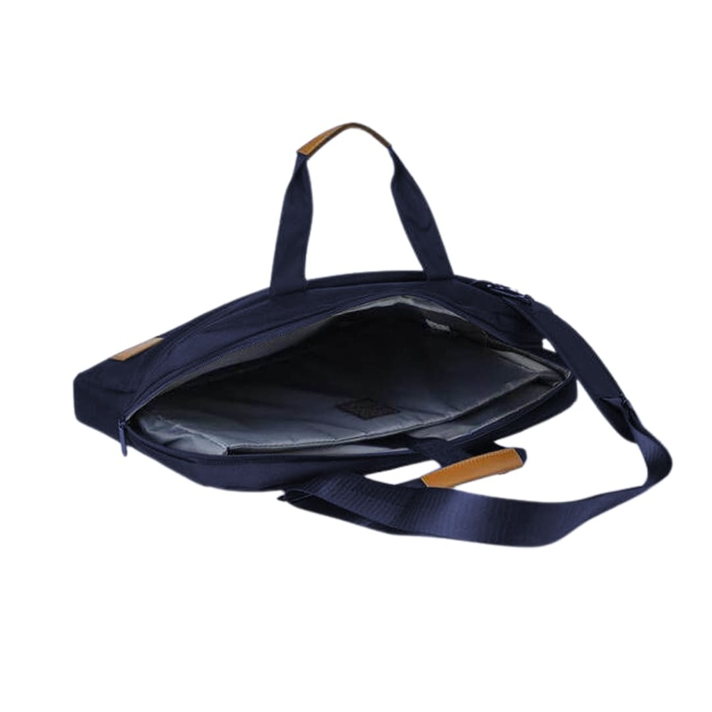 SLOTEN - Santhome® 15" Laptop Bag - Navy Blue/Tan