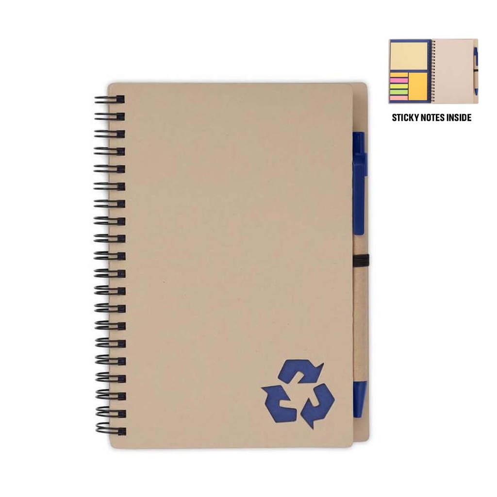 SION- eco-neutral B6 Notepad & Pen Set with Sticky Note - Navy Blue